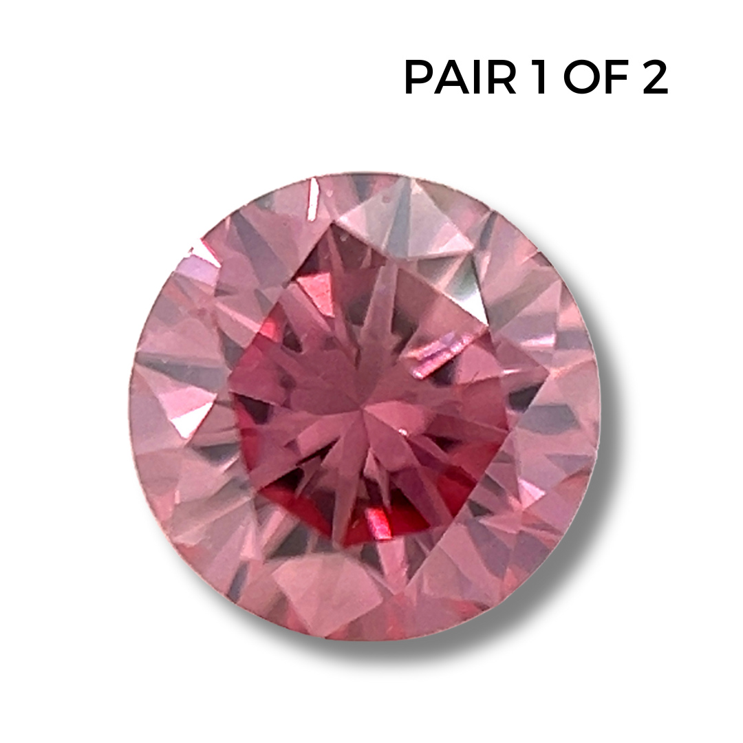 0.68 Carat Vivid Pink + Pink Diamond Halo Earrings