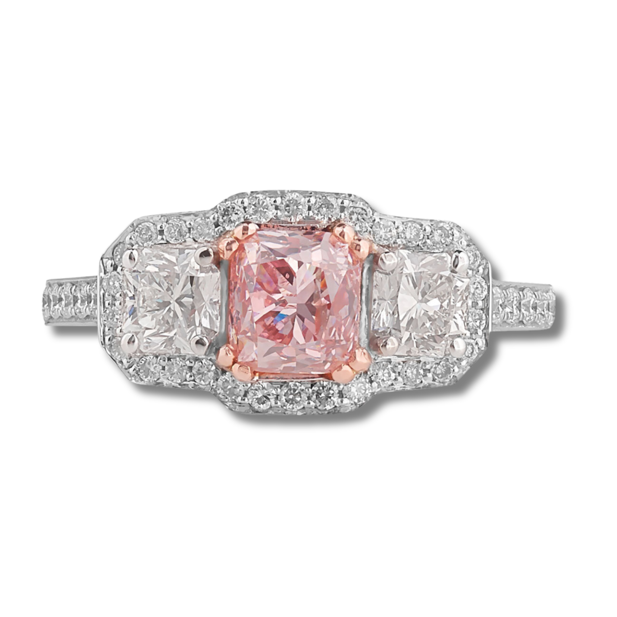 1.91 Carat Pink Diamond + Sidestone Ring