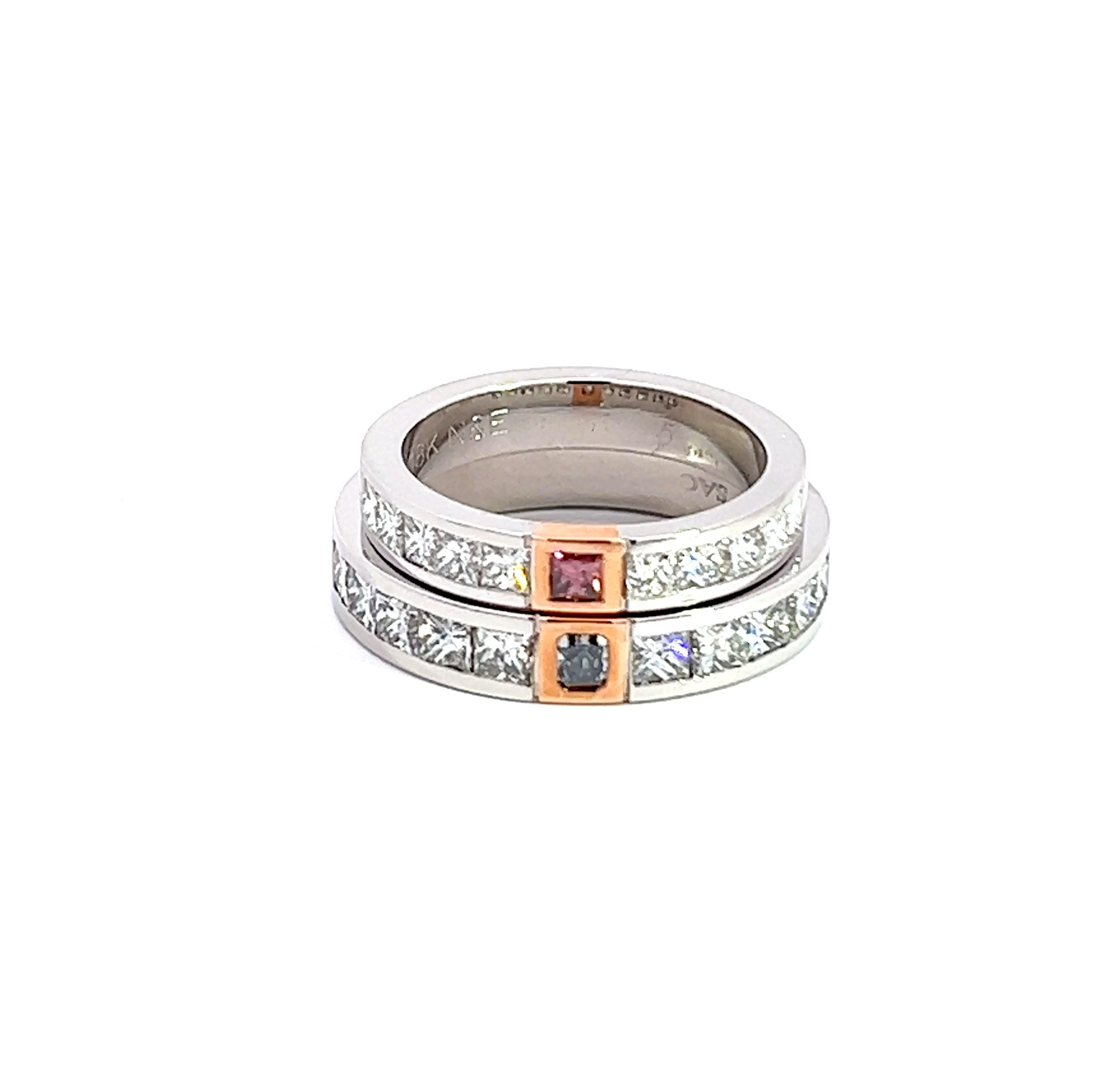 2.46 Carat His/Her Red + Blue Diamond Bands | Argyle Mine