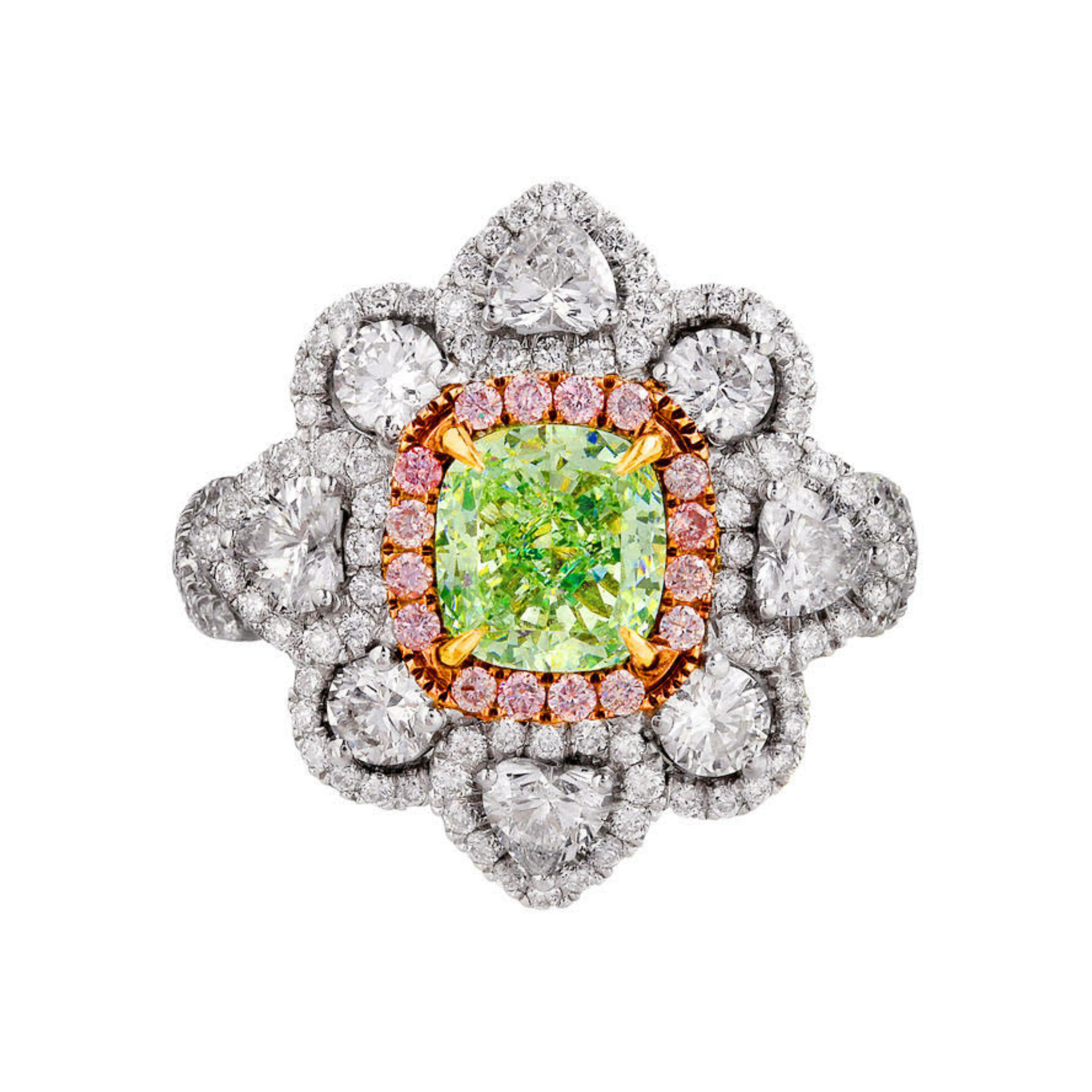 3.08 Carat Green + Pink Diamond Ringdant